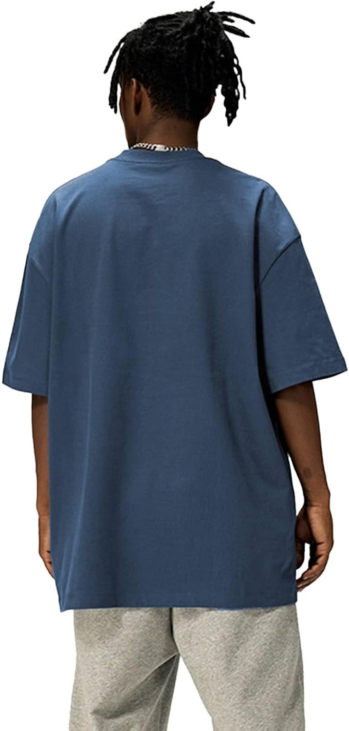 men Oversized Cotton t Shirt Heavyweight Tee Casual Crew Neck Short Sleeve Loose Summer Basic Tops - Image 2
