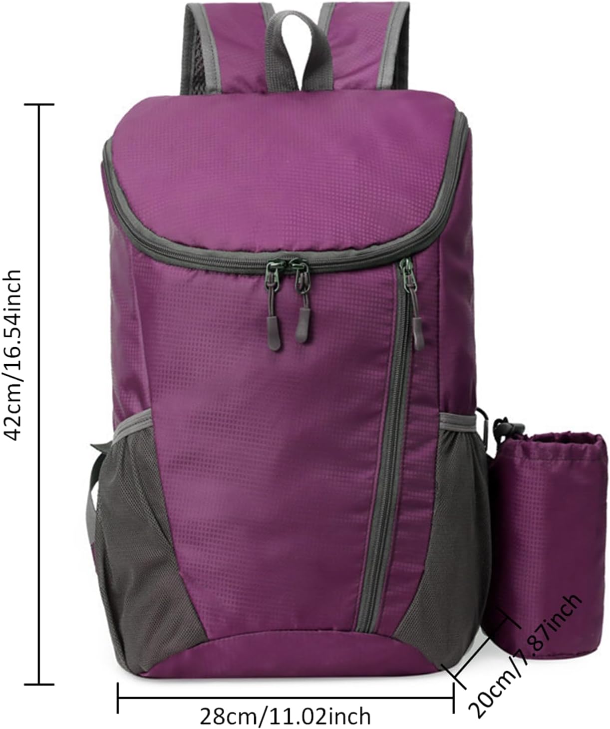 Portable Foldable Backpack Folding Mountaineering Bag, Ultralight Outdoor Cycling Rucksack, Travel Hiking Knapsack (Purple) - Image 2