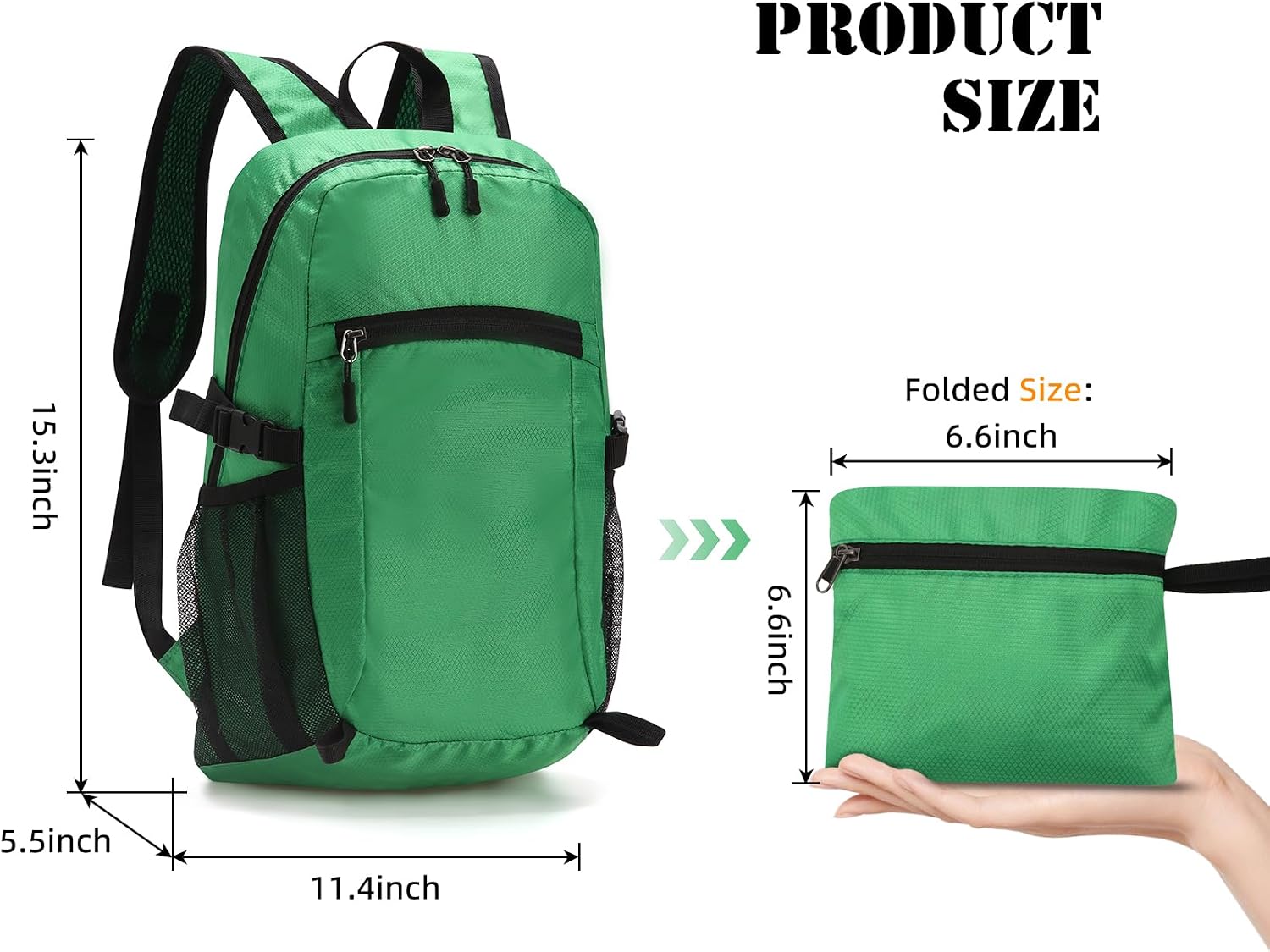 Lightweight Hiking Backpack,Waterproof Small Hiking Daypack,Foldable Backpack for Travel,Ultralight Camping Green - Image 2
