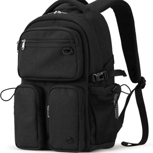 Travel Laptop Backpack, Lightweight Durable School Bookbag Men Woman 15.6" Computer Bag, Water Resistant Outdoor Hiking Backpacks With Multifunction Pockets, 17 Inch, Black