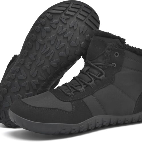 Mens Winter Barefoot Boots Insulated Warm 丨 Fur Lined Minimalist Snow Shoes 丨 Wide Toe Box + Drop Zero Sole