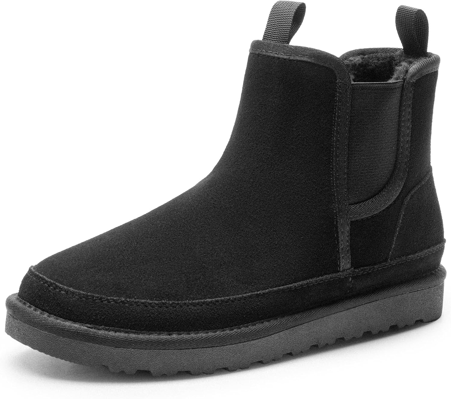 Men's Winter Snow Boots Rugged Suede Leather Cold Weather Warm Chelsea Outdoor Boots