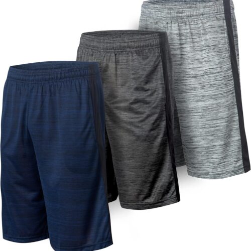 5 Pack: men Dry-Fit Sweat Resistant Active Athletic Performance Shorts